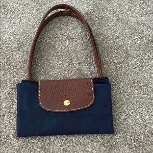 Longchamp Navy and Brown Handbag